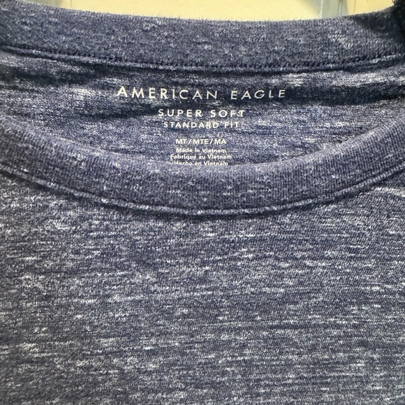 American Eagle Heathered Blue Long Sleeve - Picture 3 of 4